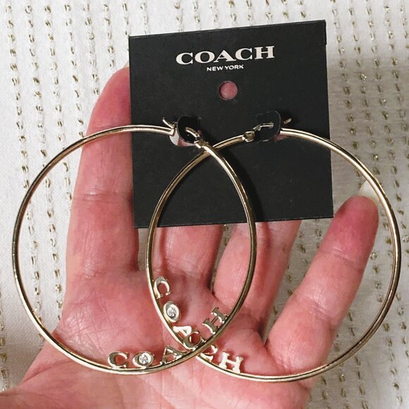 Coach x Jennifer Lopez colab. - Signature Large Hoops Earrings 3" dia. - NWT - Picture 9 of 16